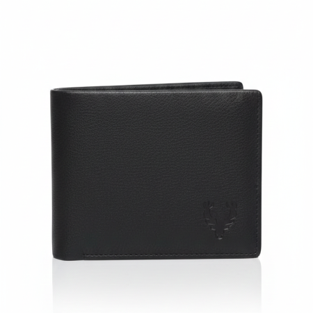 Premium Black Leather Bifold Wallet for Men | Stylish Slim Design with Card Slots & Zipper Coin Pocket