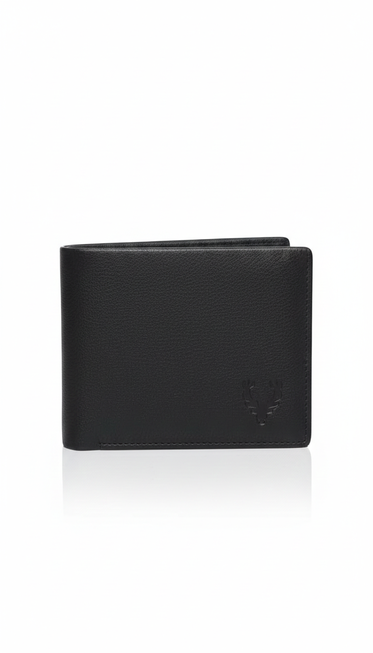 Premium Black Leather Bifold Wallet for Men | Stylish Slim Design with Card Slots & Zipper Coin Pocket