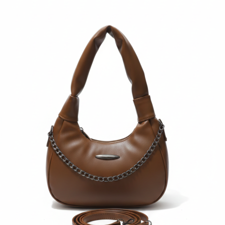 Women Premium Coffee Brown Satchel with Triple Zipper Compartments.