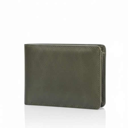 Premium Men’s Leather Bi-Fold Wallet with Zippered Coin Pocket – Elegant & Slim Design
