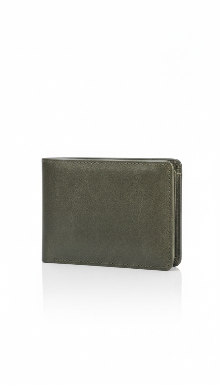 Premium Men’s Leather Bi-Fold Wallet with Zippered Coin Pocket – Elegant & Slim Design