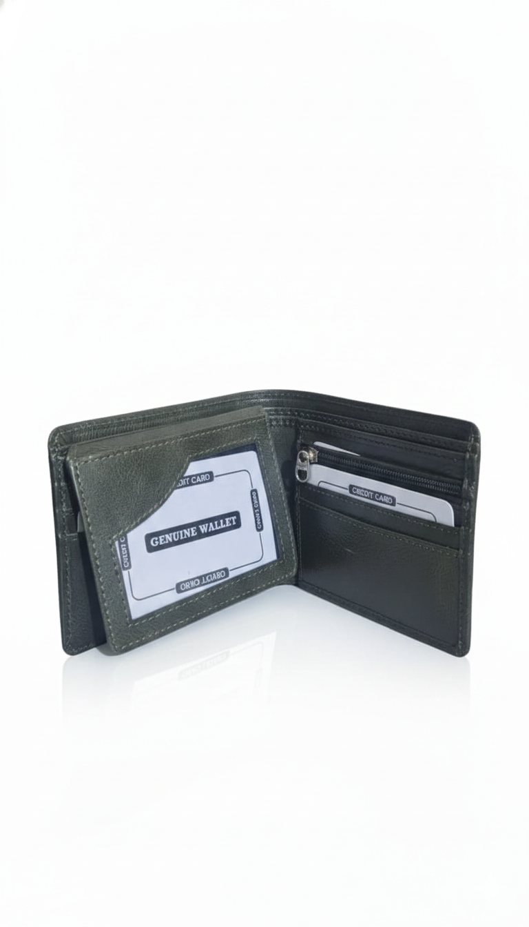 Premium Men’s Leather Bi-Fold Wallet with Zippered Coin Pocket – Elegant & Slim Design - Image 2
