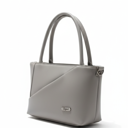 Women's Premium Handbag - Stylish Grey Satchel with Elegant Design